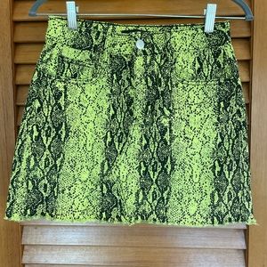 Neon Yellow Denim Skirt